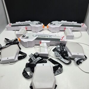 Laser X Revolution Blaster Set 3 Blasters 3 Vests White Red Blue Team Game Toy